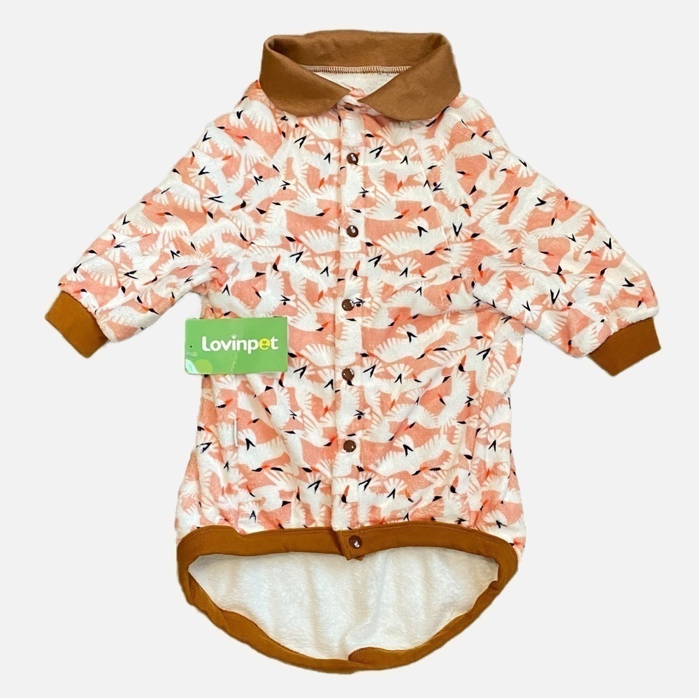 LovinPet Dog Soft Fleece Warm Winter Bird Print Pajama Jacket X-Large NWT